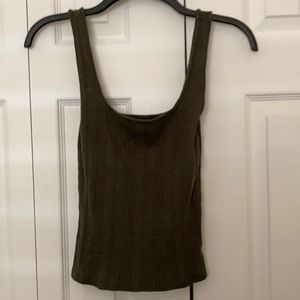 Army green knit tank top